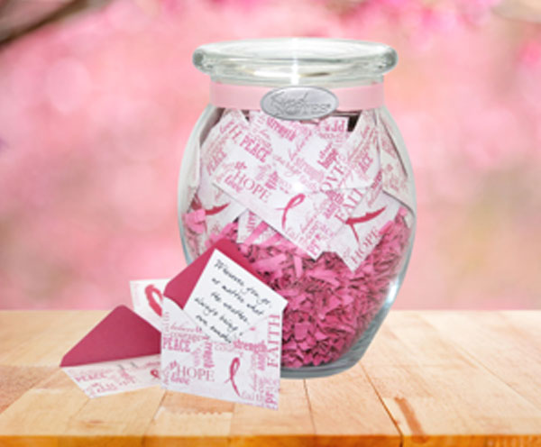 Breast Cancer Awareness Support with Pink Ribbon Jar