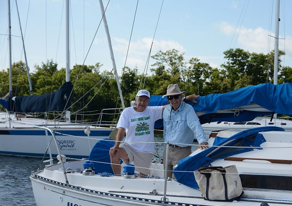 Two Octogenarians, Gary Sisler and Bert Colville, & Fellow Sailing Aficionados Residing at East Ridge Senior Living Community ‘Team Up’ to Cruise Biscayne Bay aboard the YEMANJAH (the name of a mythical African Goddess of the Living Ocean meaning Motherly Protected)