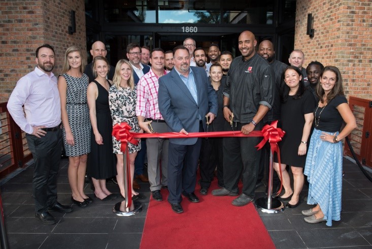 matchbox American Kitchen + Spirit debuts in the Florida market with a first-in-state location at Sawgrass Mills. (L to R: Kevin Rieger, general manager, Peter D’Amelio, CEO of matchboxfoodgroup and Chef Brock Donte’ Kuryl-Champine)