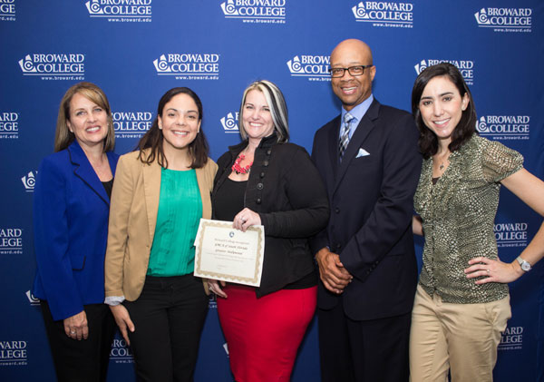Audrey Ring, MLK Day of Service Committee Member; Vanessa Seltzer, YMCA of South Florida Volunteer Coordinator; Stephanie Salamah, Ed Key, Broward College Dean of Student Affairs, and Adriana Fazzano, Broward College Chief of Staff