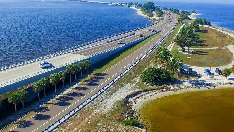 Aerial view of Sanibel Causeway Florida