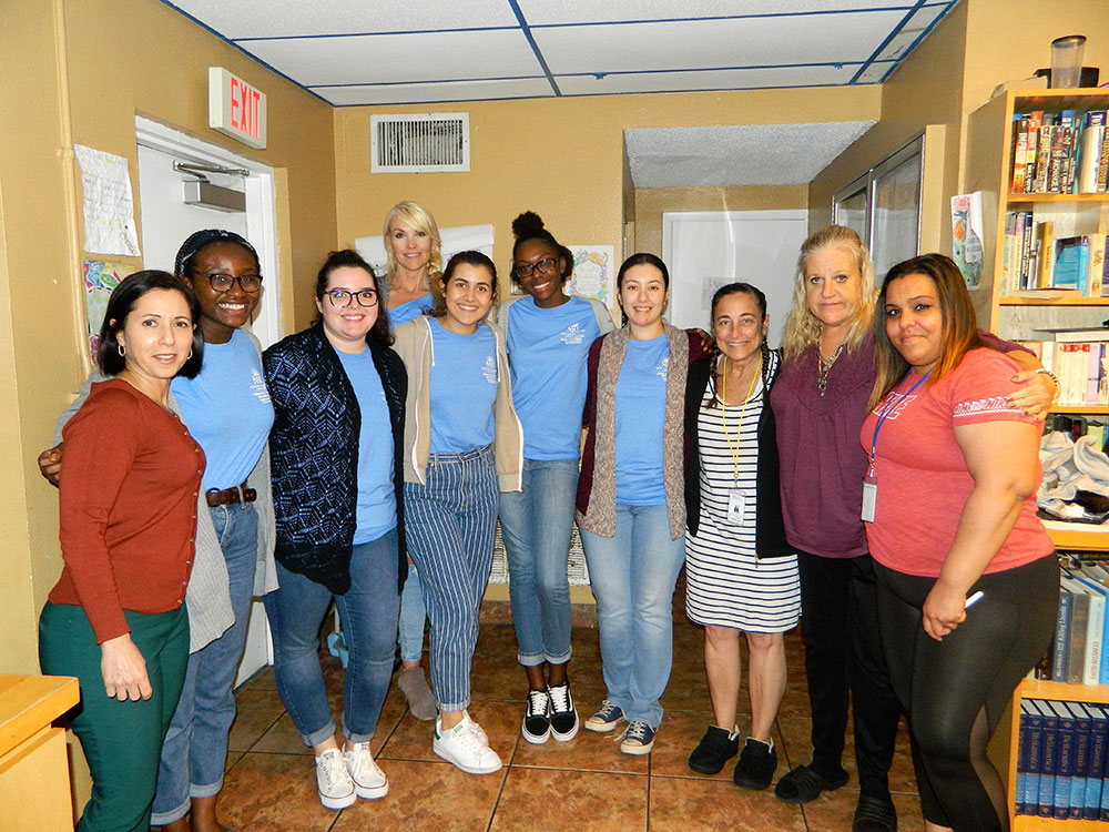 Omrit Shimoni, House of Hope supervisor of outpatient services, Joy Oni, Mikayla Ruiz, Patricia Linoz, Kelly Anne Concannon Mannise, Ph.D., NSU faculty coordinator, Sabrina Louissaint, Nicole Chavannes, Lori Grossman, Lisa Cleaves, Iliana Munoz