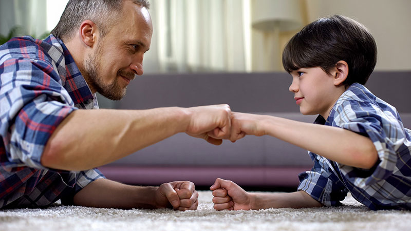 a day playing with his son