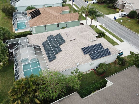 House with solar panels in florida