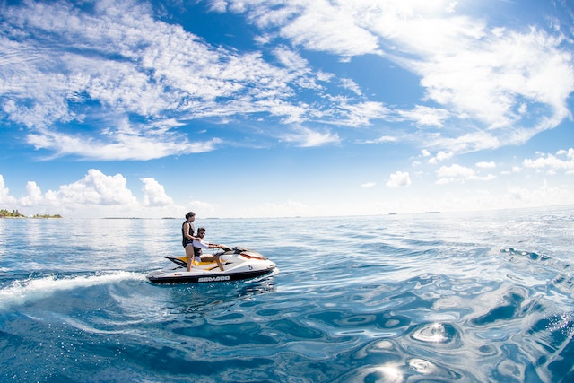 A couple on a jet ski