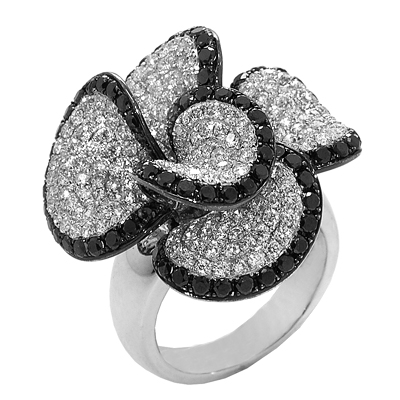 Levinson Jewelers - White  Black Diamond Flower Ring