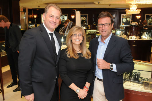 Ed Dikes & Tracey Dikes, Co-Owners of Weston Jewelers with Alberto Festa, President of Bulgari. 